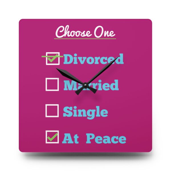 Cheryl H Gore | Divorced | Acrylic Wall Clock | Square |10.75" x 10.75" - Image 2