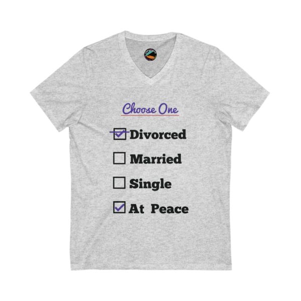 Cheryl H Gore | Divorced | Unisex Jersey Short Sleeve V-Neck Tee | S - 2XL - Image 3