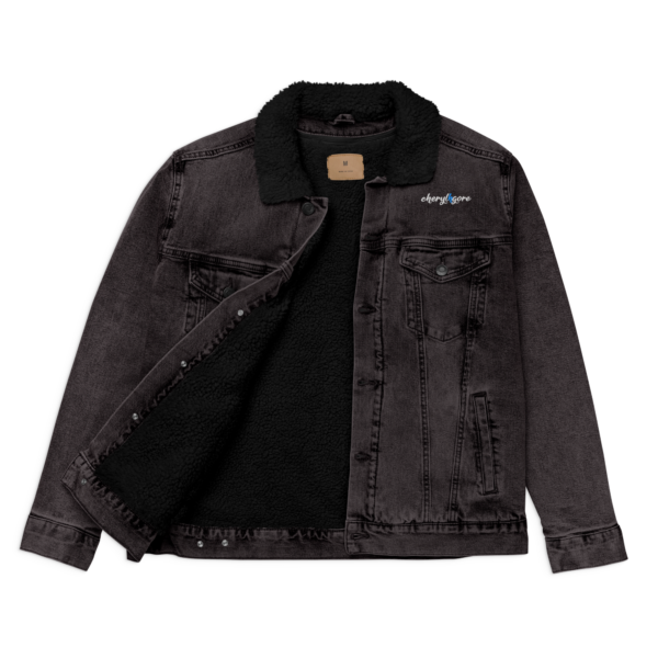 Cheryl H Gore | At Peace | Embroidered | Sherpa | Unisex Black Denim Jacket | XS -3XL - Image 8