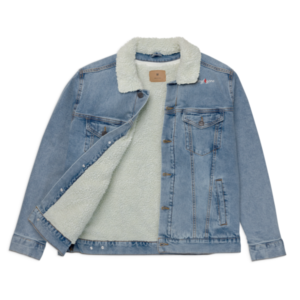 Cheryl H Gore  | At Peace | Embroidered | Sherpa | Unisex Blue Denim Jacket | XS - 3XL - Image 4