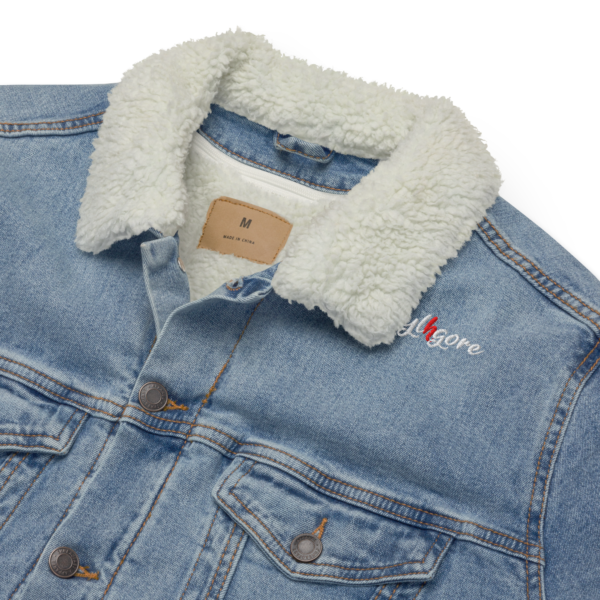 Cheryl H Gore  | At Peace | Embroidered | Sherpa | Unisex Blue Denim Jacket | XS - 3XL - Image 6