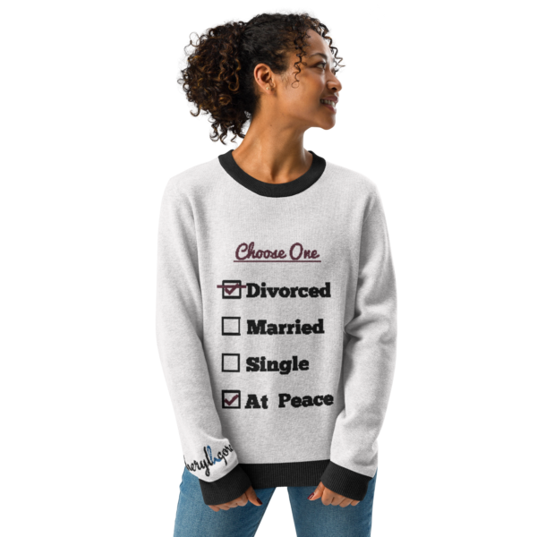 Cheryl H Gore | Divorced | Knitted Crew Neck Sweater | Unisex Sizing | 3XS - 3XL - Image 4