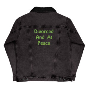 Cheryl H Gore | At Peace | Embroidered | Sherpa | Unisex Black Denim Jacket | XS -3XL