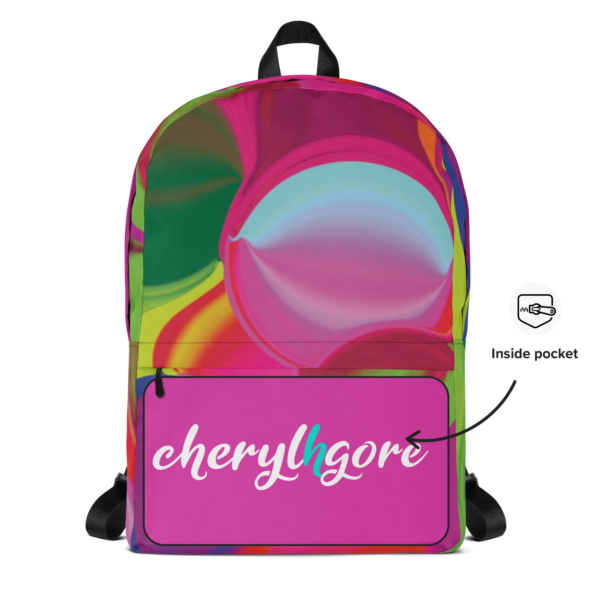 Cheryl H Gore | Shaking The Happiness Tree |  Medium Size Backpack | 16" x 12" x 3" - Image 3